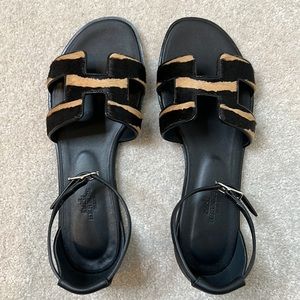 Hermes Santorini Sandel women size 37 color noir/beige